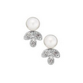 Crystal Leaf Drop Pearl Earrings